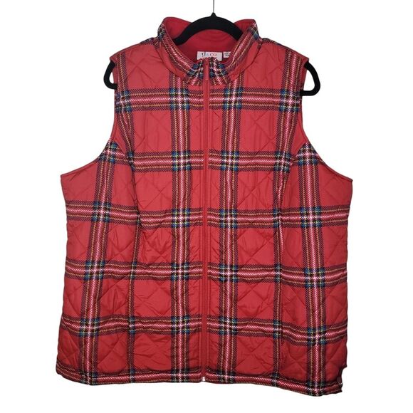 Denim & Co. D&Co. Quilted Plaid Vest with Fleece Lining 2x - Picture 1 of 6